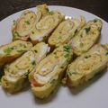 kenruna's cooksnap of when they made mエゴマ(大葉)とカニかまカラフル卵焼き.