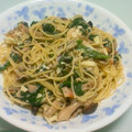 とくろみ's cooksnap of when they made 春菊ときのこと半熟卵のパスタ.