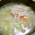 ちぃちゃんだよ！'s cooksnap of when they made ひき肉とカット野菜で具だくさんみそ汁.