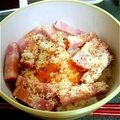 iiichan03's cooksnap of when they made ベーコン+チーズのたまごかけごはん.