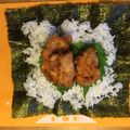 chome３'s cooksnap of when they made たれづけから揚げ おにぎらず.