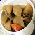 トミ子's cooksnap of when they made お酢でさっぱり♪豚バラ肉と根菜のコロ煮.