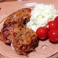 ★★MIYU★★'s cooksnap of when they made 蓮根の挽肉挟み焼き～１ボールで簡単～甘辛.