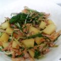 maruru-nn's cooksnap of when they made 【ｺﾛｺﾛｼﾞｬｶﾞ□ﾍﾞｰｺﾝ×水菜】.