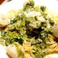 あろまる's cooksnap of when they made おもてなし♪帆立オクラの海苔クリームスパ.