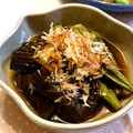 平井婦人's cooksnap of when they made 手抜き流♪ナスとおくらの揚げ煮浸し風.