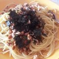 どもごんぶ's cooksnap of when they made 麺つゆで簡単☆鳥挽肉と納豆パスタ.