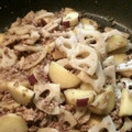 kumikookie's cooksnap of when they made 子供喜ぶ！蓮根とサツマイモの挽肉炒め.