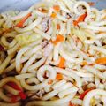 ナル☆'s cooksnap of when they made あっさりめんつゆ味付けの焼きうどん☆.