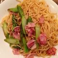 horseland's cooksnap of when they made アスパラベーコンバター醤油パスタ.
