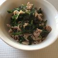 ●これなんだ●'s cooksnap of when they made ＊春菊と豚肉の煮物＊.
