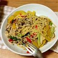 クックLMBLRN☆'s cooksnap of when they made 秋～きのこtoさつま芋no和風味噌パスタ.