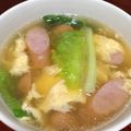 猫になりたい犬's cooksnap of when they made レタスとウインナーのたまごスープ.