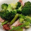 かおるルル's cooksnap of when they made ｱｽﾊﾟﾗﾌﾞﾛｯｺﾘｰのｺﾝｿﾒ炒め.