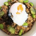 ＊3030＊'s cooksnap of when they made オクラと鶏そぼろの温玉のせ丼(⋈･◡･).