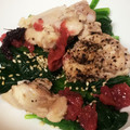 saolive's cooksnap of when they made 鶏肉とほうれん草の梅ゴマあえ.