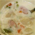 ま～るいほっぺ's cooksnap of when they made カブとソーセージの白味噌ミルクスープ.