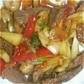 toujours＊'s cooksnap of when they made 牛肉・セロリ・トマトオイスターソース炒め.