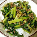 うーママ♪'s cooksnap of when they made 簡単節約★カブの葉と挽肉の味噌炒め.