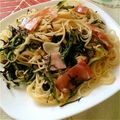 3mamakuma's cooksnap of when they made サラダからし菜のパスタ.