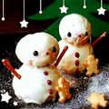 ＴＷＯＨＥＡＲＴＳ's cooksnap of when they made 煮きりみりんで☆フワフワ♪雪だるまパン♪.