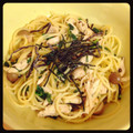 ayaly＊'s cooksnap of when they made 簡単鶏ささみと水菜の和風バター醤油パスタ.