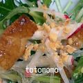 totomoｍｏ's cooksnap of when they made ❤水菜と大根＋パリパリ油揚げのサラダ❤.