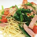 5775's cooksnap of when they made 塩豚・ミニトマト・ほうれん草のパスタ.