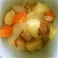 CHOMO726's cooksnap of when they made ﾍﾞｰｺﾝで肉じゃが風.*゜.