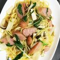 ricomimi's cooksnap of when they made きのこ3種と水菜の和風ペペロンチーノ.