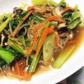 裕美163's cooksnap of when they made 宮城旬野菜　ちぢみ雪菜のチャプチェ風.
