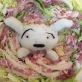 みぃみ．'s cooksnap of when they made 大根おろしアートでしんちゃん＆シロ鍋.