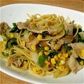 erisimo's cooksnap of when they made 豚肉とほうれん草の醤油マヨパスタ.