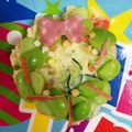 ひな＊ゆな＊れなママ's cooksnap of when they made クリスマス☆キャラ弁に♪枝豆でリース.