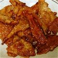 ま～るいほっぺ's cooksnap of when they made カリッ☆パリッ★鶏皮唐揚げ甘辛タレ.