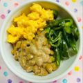 チェックのミニくま's cooksnap of when they made レンチン♪納豆ピーマン卵の三色丼♡.