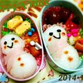 kanaemam's cooksnap of when they made ゆきだるま♡クリスマス＊簡単キャラ弁♪.