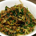 ma☆imisuna's cooksnap of when they made ＊挽き肉にらもやし炒め＊.