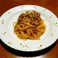 ゆりーる's cooksnap of when they made 豚肉と長ネギの醤油風味パスタ♪.
