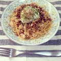 misaa12's cooksnap of when they made 麺つゆで簡単☆鳥挽肉と納豆パスタ.