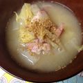 yummy?'s cooksnap of when they made 白菜とベーコンの味噌汁 すりごま乗せ.