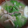 みやら's cooksnap of when they made 椎茸・水菜・豚肉の味噌汁.