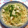 れんちょ家せれ子's cooksnap of when they made 簡単鶏ささみと水菜の和風バター醤油パスタ.