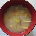 チョコチョコかえる's cooksnap of when they made さつま芋、玉葱、油揚げの味噌汁.