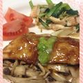 クックJW0WTZ☆'s cooksnap of when they made バター風味の魚の照り焼き、キノコ添え.