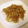 しおりんりく's cooksnap of when they made レンコンとにんじんとひき肉のきんぴら.
