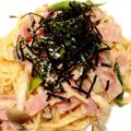 ぴぉたん's cooksnap of when they made しめじとアスパラのたらこスパゲティー.