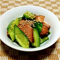 まあまま☆0403's cooksnap of when they made 焼豚とたたききゅうりの和え物.
