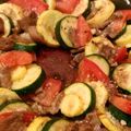 Akkers's cooksnap of when they made 彩り鮮やかズッキーニ＆トマト＆豚肉焼き♡.