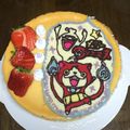 EST☆Mommy's cooksnap of when they made 妖怪ウォッチ ジバニャン キャラ ケーキ.